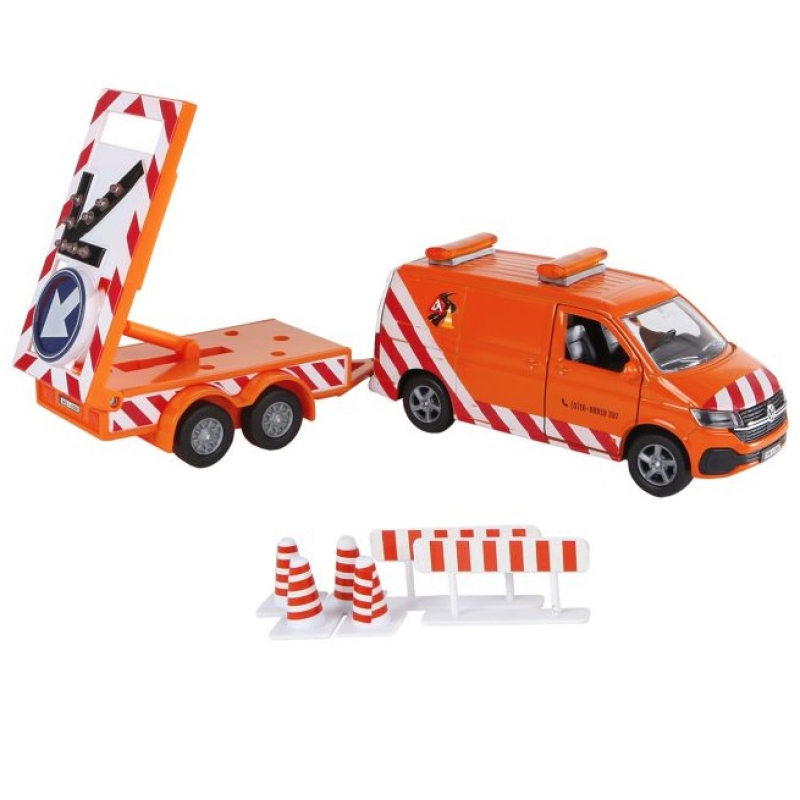 Kids Globe 510365 - Kids Globe Volkswagen Transporter met pijlwagen, light en geluid en pull back motor